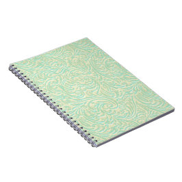 Caderno Espiral Francês litoral Scrollwork do vintage do verde da