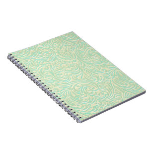 Caderno Espiral Francês litoral Scrollwork do vintage do verde da