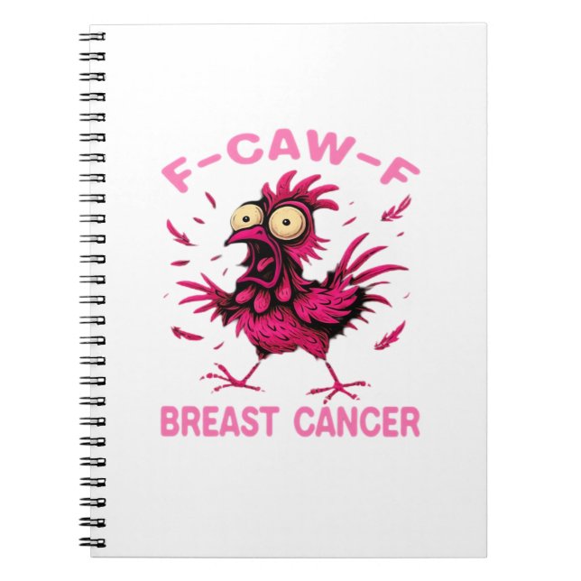 Caderno Espiral Frango Engraçado F-Caw-F Camisa de Conscientização (Frente)
