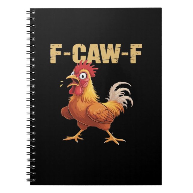 Caderno Espiral Frango F-Caw-F Clássico Divertido Retro (Frente)