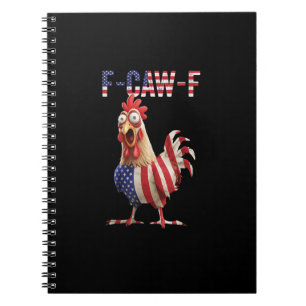 Caderno Espiral Frango F-Caw-F Engraçado Bandeira dos EUA F-Caw-F 