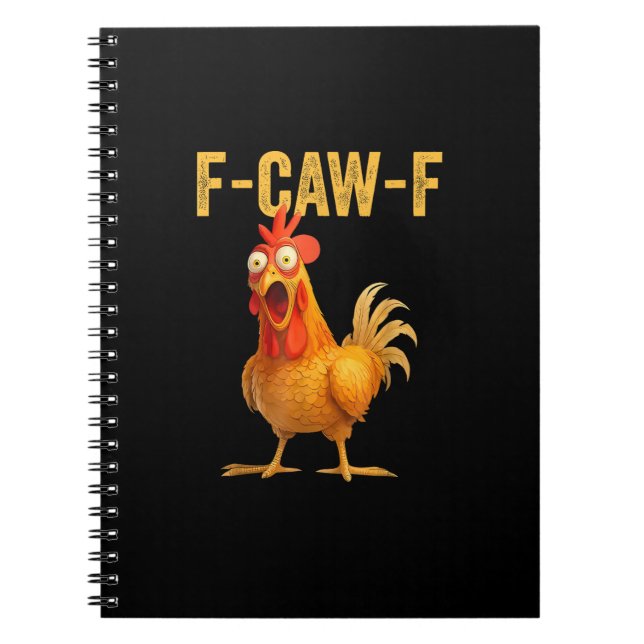 Caderno Espiral Frango F-Caw-F engraçado Frango F-Caw-F Minimal Cl (Frente)