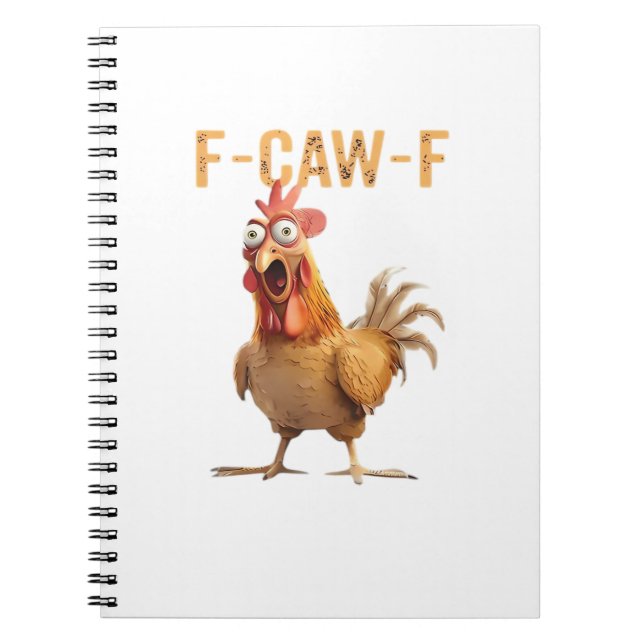 Caderno Espiral Frango Gritando Divertido F Caw F Humor (Frente)