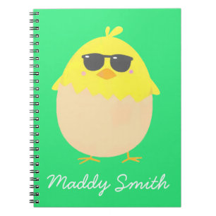 Caderno Espiral Frango legal galinha funky Easter amarelo