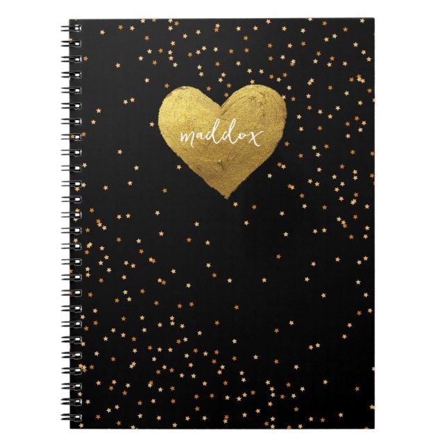Caderno Espiral Fraquezas Douradas e negras personalizadas (Frente)