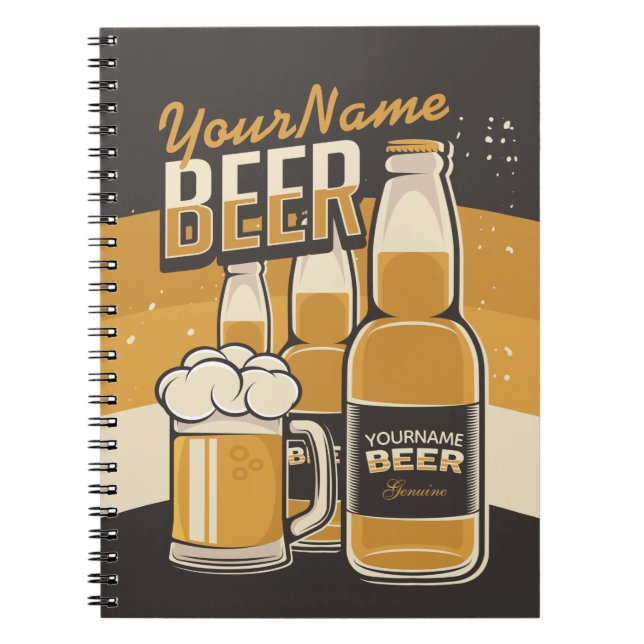 Caderno Espiral Frasco de Cerveja Personalizado Bar Repetitivo (Frente)