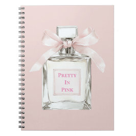 Caderno Espiral Frasco de Perfume Arco Rosa Bonito em Rosa