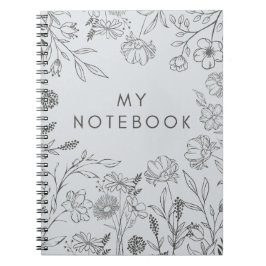 Caderno Espiral Frascos florais elegantes