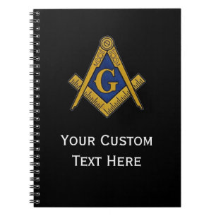 Caderno Espiral Freemason Masonic Gifts Square e Compass Black