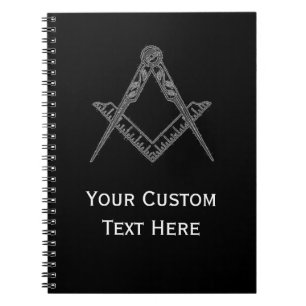 Caderno Espiral Freemason Masonic Gifts Square e Compass Black