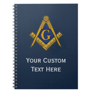 Caderno Espiral Freemason Masonic Gifts Square e Compass Blue