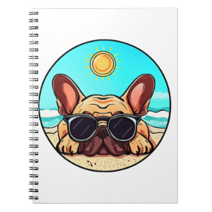 Caderno Espiral Frenchie gostando da praia