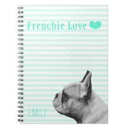 Caderno Espiral Frenchie Love | Aqua personalizado