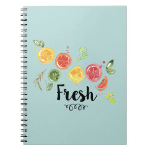 Caderno Espiral Frescos - Frutas de Citros em Watercolor