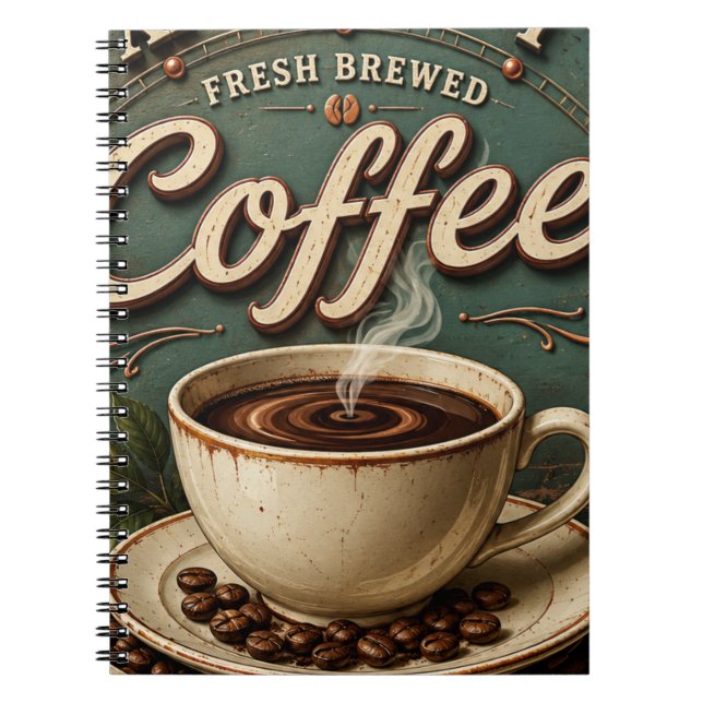 Caderno Espiral Fresh Brewed Coffee Rustic Farmhouse (Frente)