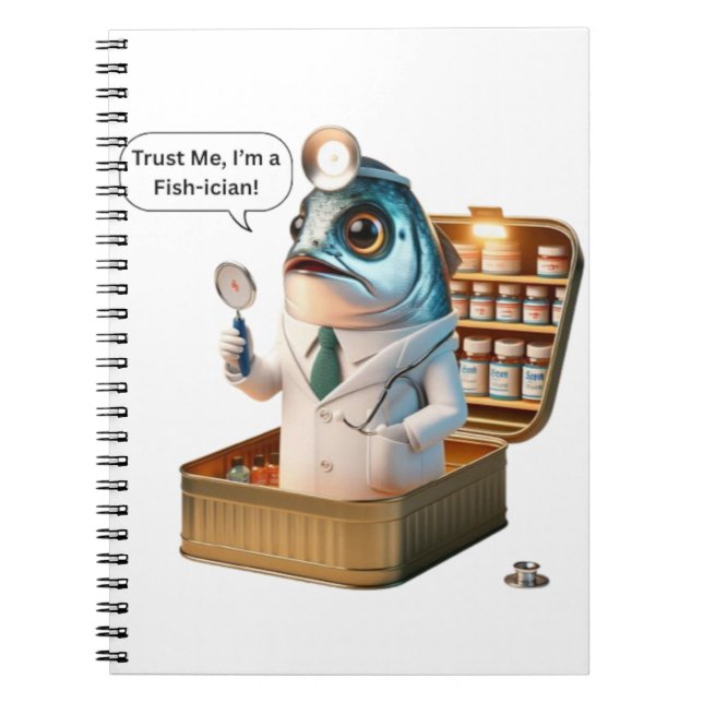 Caderno Espiral  Fresh Sardine Doctor Fish-ician Cartoon Art (Frente)