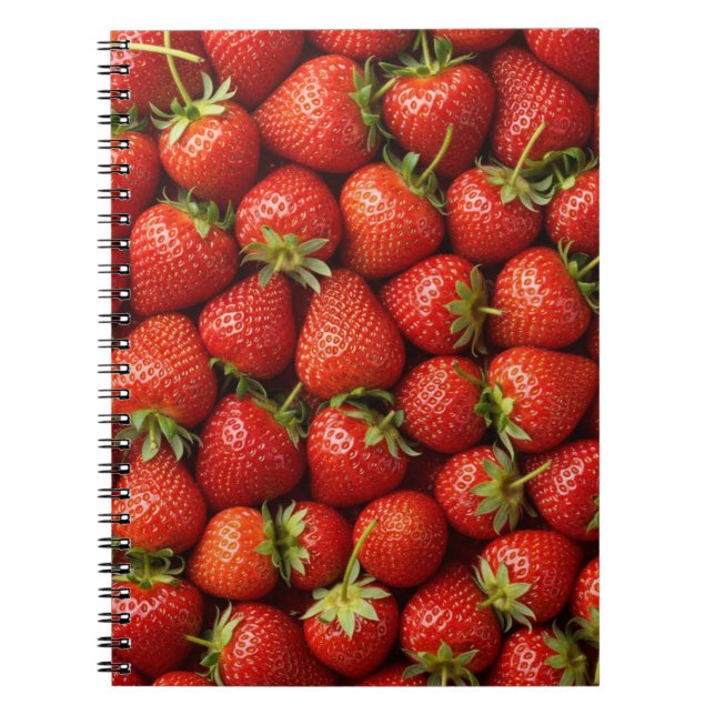Caderno Espiral Fresh Strawberry Fields Repeating Pattern (Frente)