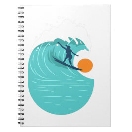 Caderno Espiral fRetro Vintage Surfer Beach