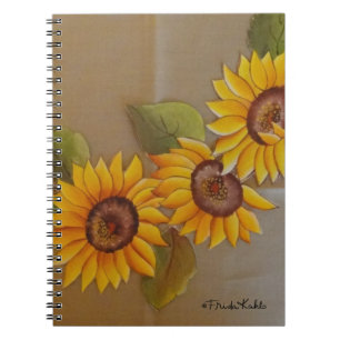 Caderno Espiral Frida Kahlo pintou girassóis