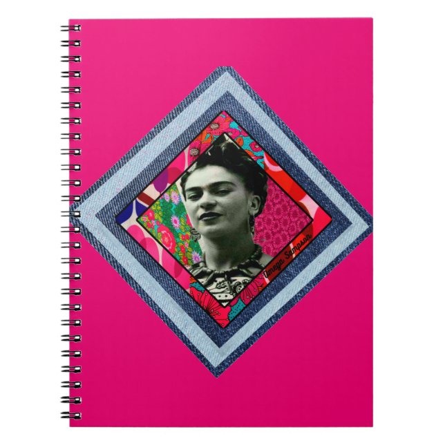 Caderno Espiral Frida Kahlo Retro Denim Diamond (Frente)