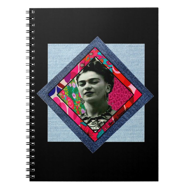Caderno Espiral Frida Kahlo Retro Pink Denim (Frente)