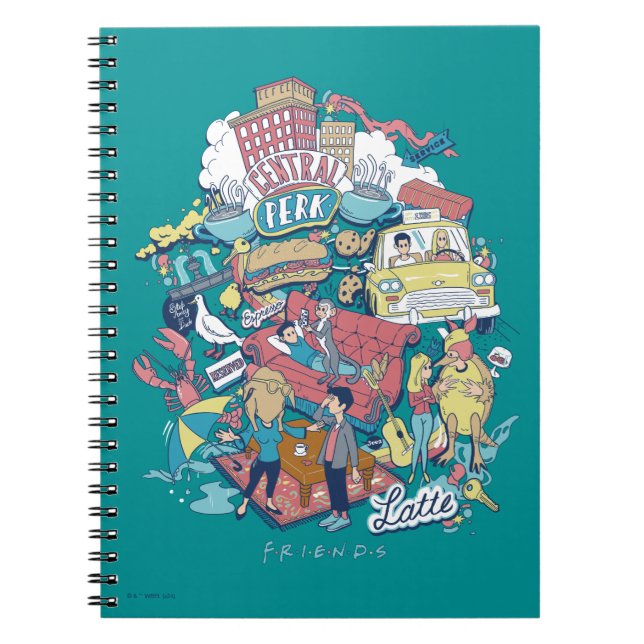 Caderno Espiral FRIENDS™ | Colagem de Desenhos Animados (Frente)