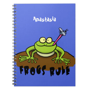 Caderno Espiral Frogs rule funny green frog cartoon