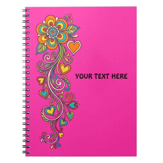 Caderno Espiral Fronteira de Gavinhas do Poder Floral Retro 18 + s (Frente)