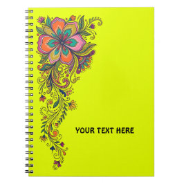 Caderno Espiral Fronteira de Gavinhas do Poder Floral Retro 6 + se