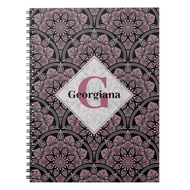 Caderno Espiral Fronteira Floral Rosa Dusky 20s Personalizada Mand (Frente)