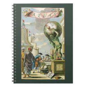 Caderno Espiral Frontispício de Atlas da Era Barroca Vintage Globo