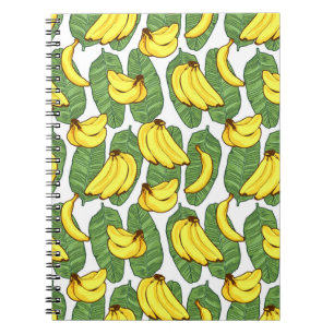Caderno Espiral Fruta de Banana deixa padrão tropical