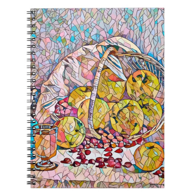 Caderno Espiral Fruta de cesta de jarro comida estática Abstrato (Frente)