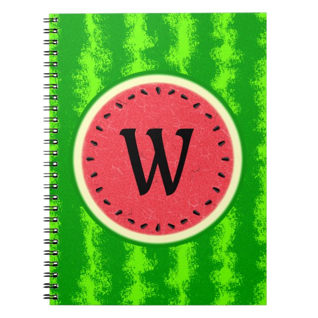 Caderno Espiral Fruta de Verão com Fatia de Água com Monograma de  (Frente)