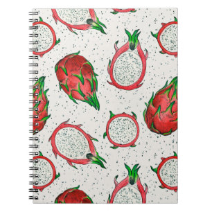 Caderno Espiral Fruta do dragão vermelho em branco