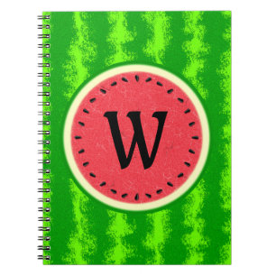 Caderno Espiral Fruta do verão da fatia da melancia com monograma
