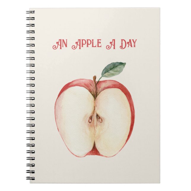 Caderno Espiral Fruta Folha Verde Maçã (Frente)