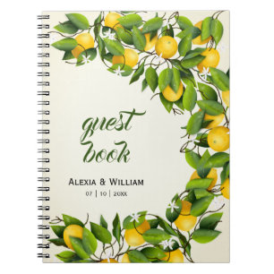 Caderno Espiral Fruta Moderna de Limão Vintage Convidado para Ca