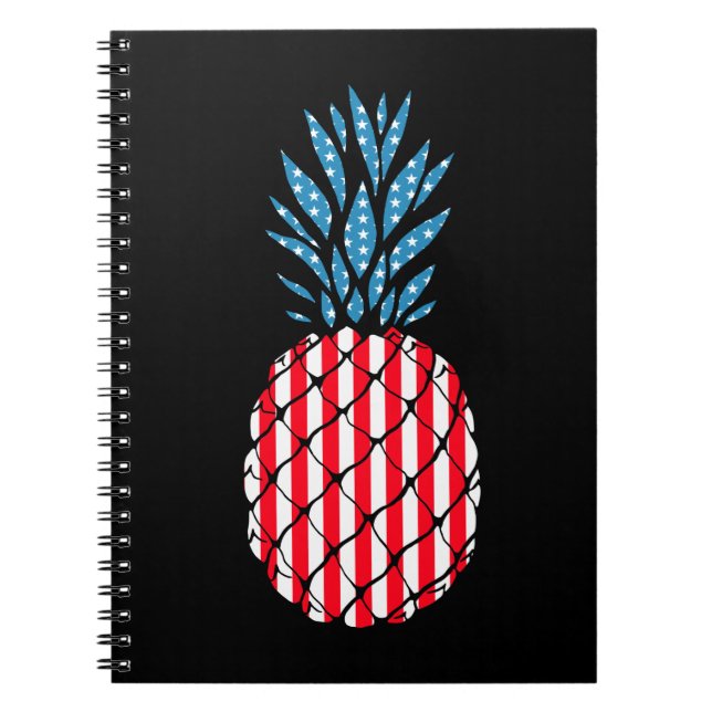 Caderno Espiral Fruta Patriótica Americana do Pineapple, 4º de jul (Frente)