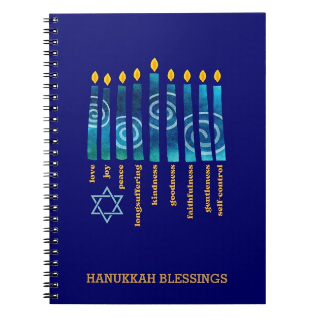 Caderno Espiral Fruta personalizada HANUKKAH do Espírito (Frente)