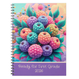Caderno Espiral Frutas coloridas para a 1ª série 2025