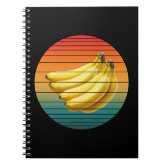 Caderno Espiral Frutas de banana vintage comida saudável vegana