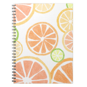 Caderno Espiral Frutas de citrinos frescos Limão de laranja Limã