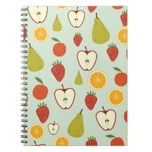 Caderno Espiral Frutas frescas em um padrão repetitivo contínuo