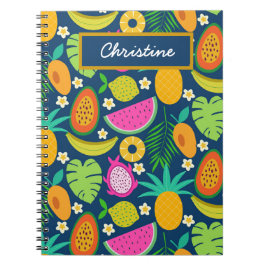 Caderno Espiral Frutas tropicais de abacaxi banana melancia