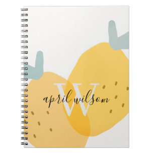 Caderno Espiral Fruticultura Amarela-limão-branca-Elegante Citrus