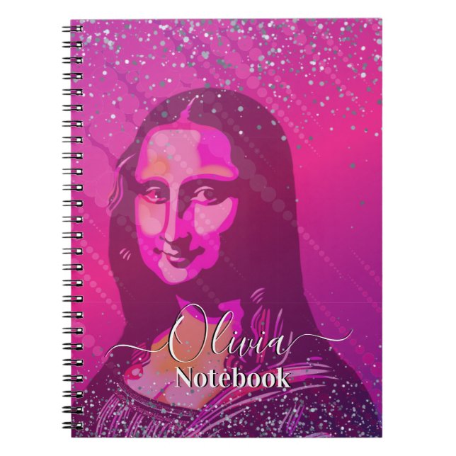 Caderno Espiral Fuchsia Abstract Mona Lisa  (Frente)