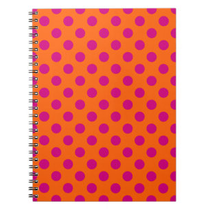 Caderno Espiral Fuchsia bolinhas em laranja