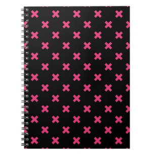 Caderno Espiral Fúchsia cruza pontos em preto
