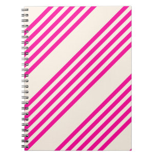 Caderno Espiral Fuchsia e beige cinco listras padrão